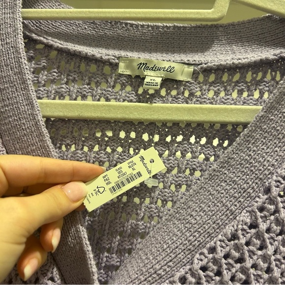 NWT Madewell Open-Stitch Crop Cardigan Sweater Heather Dusty Lavender - Picture 3 of 6